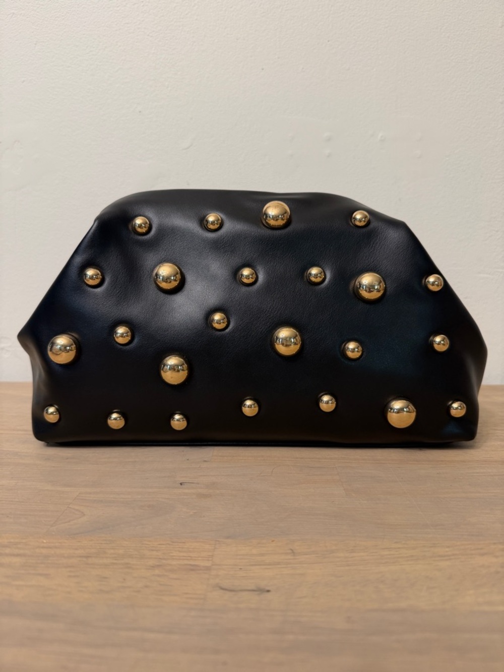 a new day Black Clutch with Gold Studs